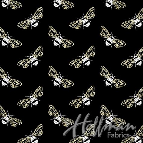 hoffman metallic fabrics bees on black|Hoffman Fabrics Black/Gold Hoffman Sparkle & Fade Bees .